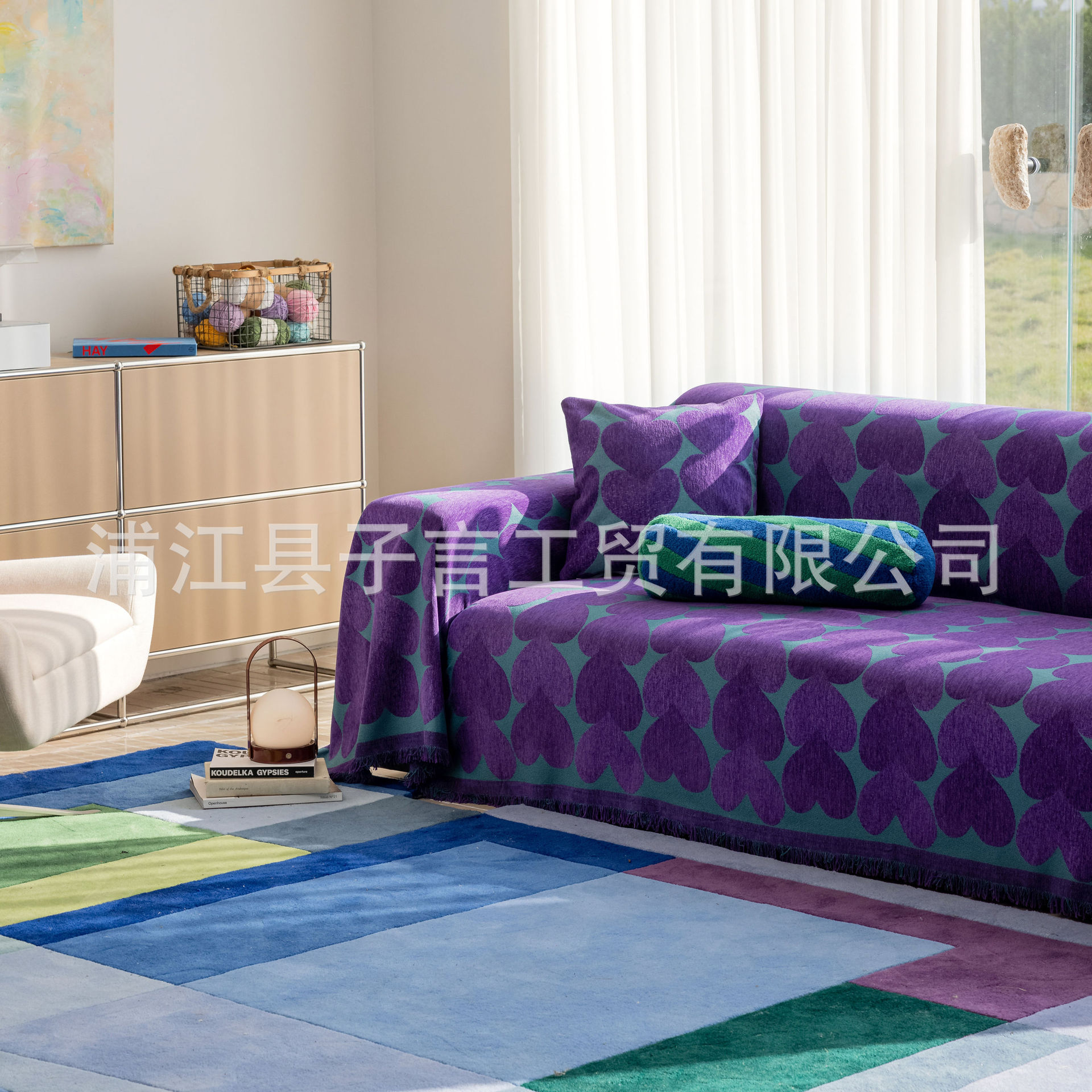25 Early Spring New Sofa Towel Cover Cover Towel Dopamine Purple Love One-piece Anti-cat Scratch All Seasons Universal