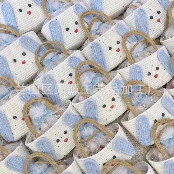 Cute Bread Superman Cotton Woven Bag Women's New Cute Cartoon Portable Women's Bag Hand Basket Bag