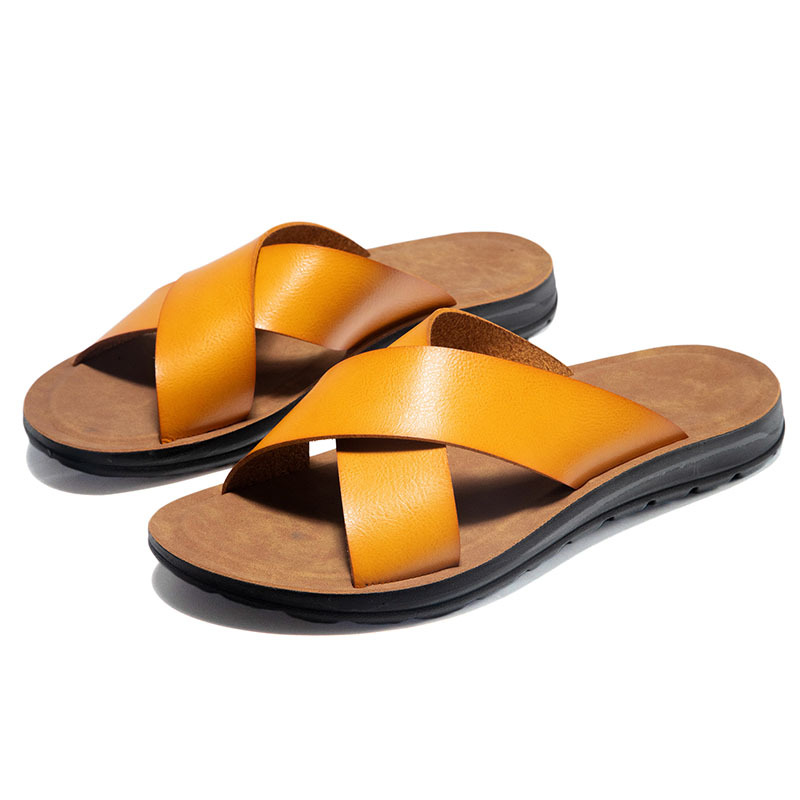 2025 Summer tallas grandes 47 pantuflas de cuero casual para hombres, sandalias de moda, zapatos de playa de plataforma para adolescentes, hombres
