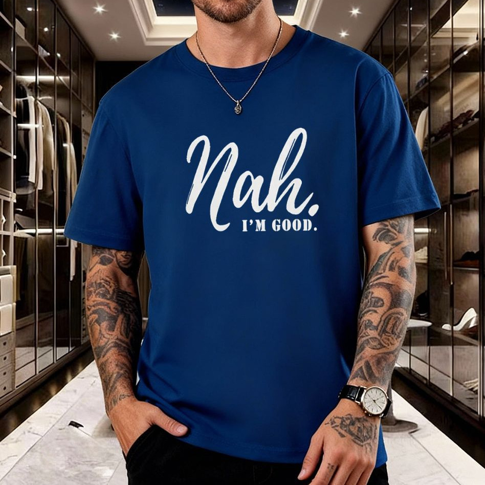 Nah Letter Print Short Sleeves, American Retro Loose T-shirt_viptrois.com
