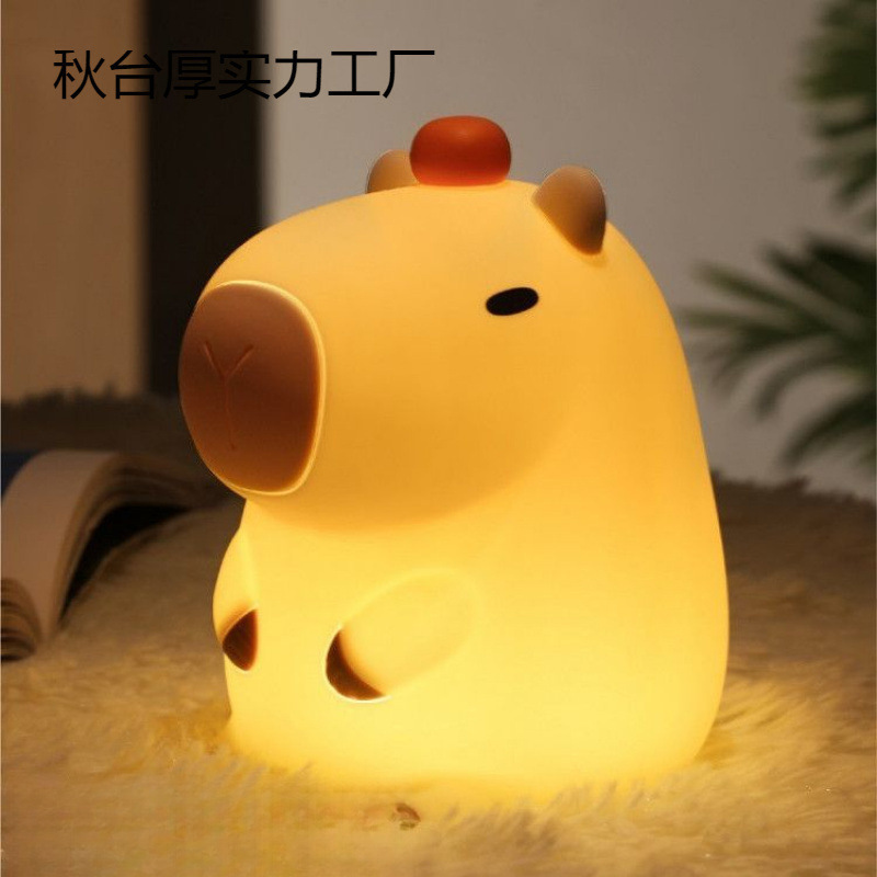 萌宠卡皮巴拉水豚小夜灯不插电儿童学生朋友高级感卧室摆件|undefined