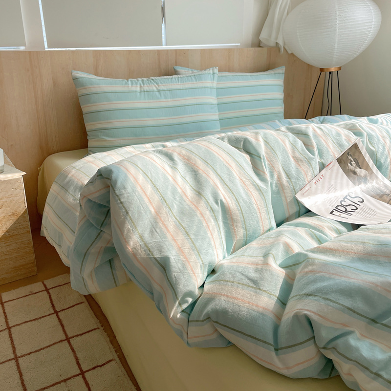 Cama de lavado de algodón de clase A, cuatro piezas de sábanas de algodón de lavado, colchón de cama, dormitorio de estudiantes, tres piezas de cuatro temporadas