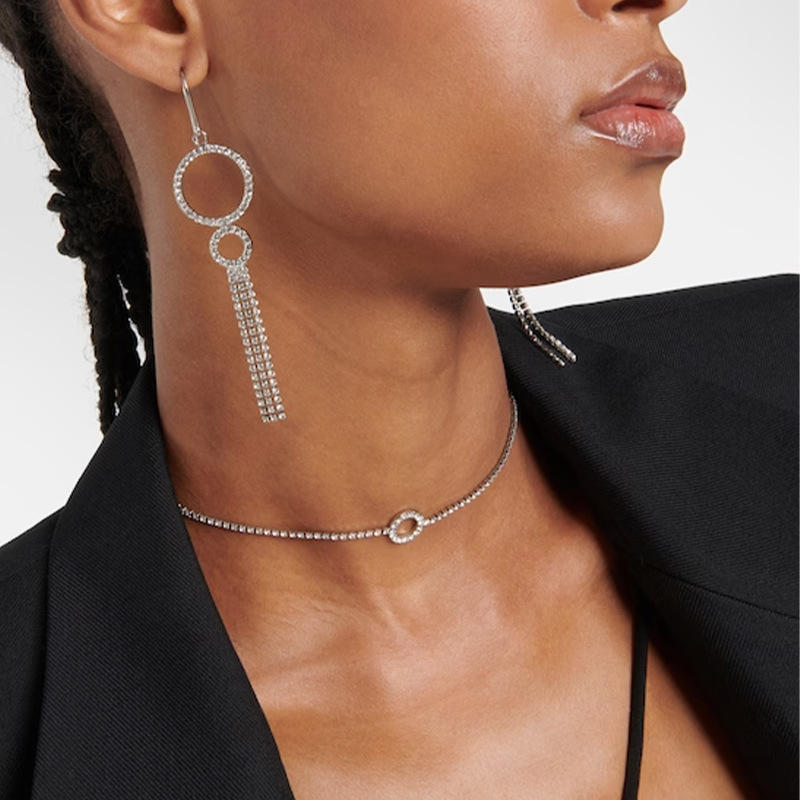 Joyería de moda europea y americana traje aro borla pendientes collar simple noche fiesta accesorios conjunto de joyería femenina