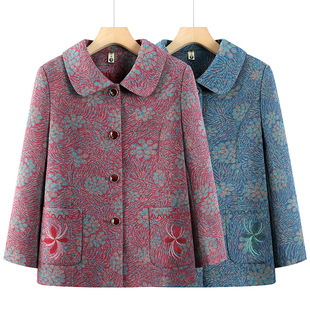Wholesale middle-aged and elderly women's lapel coat old grandma's new 60-year-old 70-year-old lady spring and autumn western style jacket
