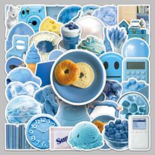 50张北欧风蓝色小清新涂鸦ins风行李箱笔记本防水DIY奶茶杯贴纸