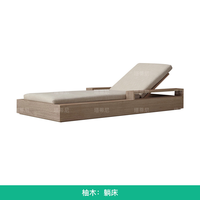 Cama de teca para exteriores, tumbona, muebles de teca para patio al aire libre, impermeables y resistentes al sol, silla de playa para piscina. image 8
