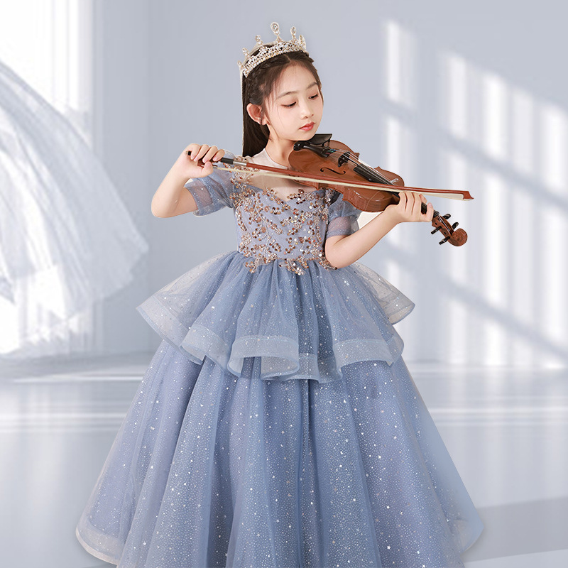 Princess Dress for Girls Royal Blue Elegant Party Gown for Performances Pageants And Special Occasions_voghion.com