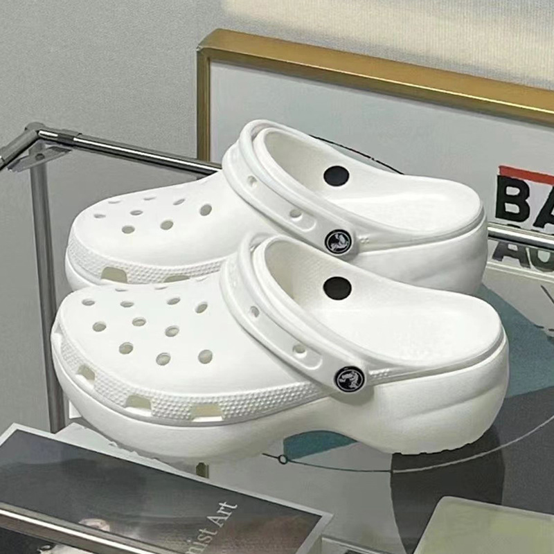 Cross Classic Cloud Karloch Croc Shoes Women's Summer Retro Beach Shoes Bone White Heightening Thick-Soled Sandals