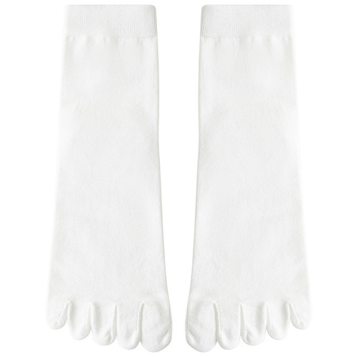 White five-finger socks for women in summer thin ins trendy boneless mid-calf socks deodorant sweat-absorbent split toe stockings wholesale