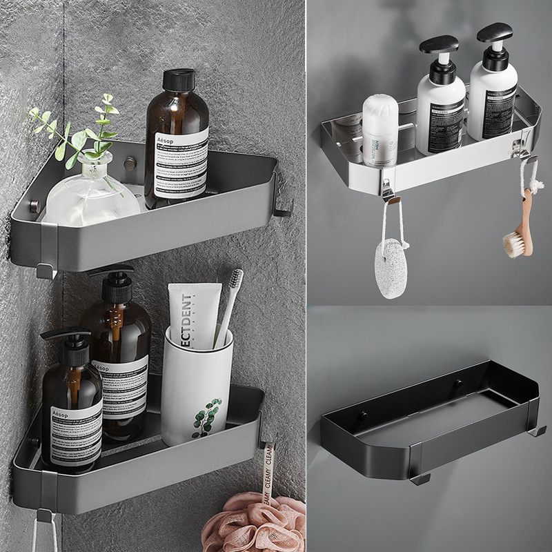 浴室三角长方篮304不锈钢淋浴房卫生间置物架枪灰色转角收纳架