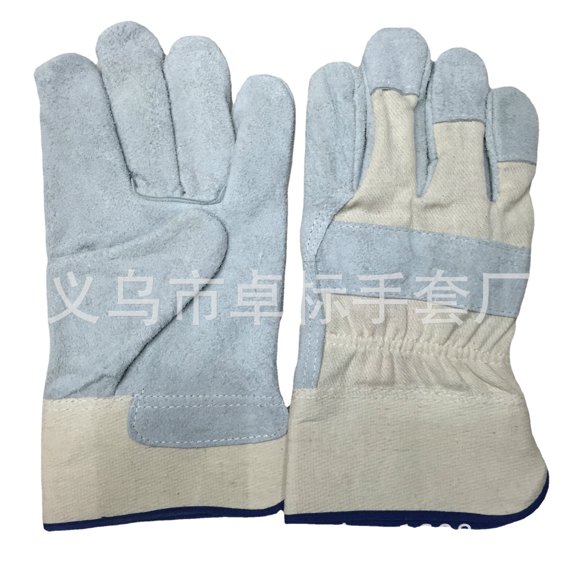 10.5寸本色布牛皮手套全掌耐高温电焊手套工厂直销