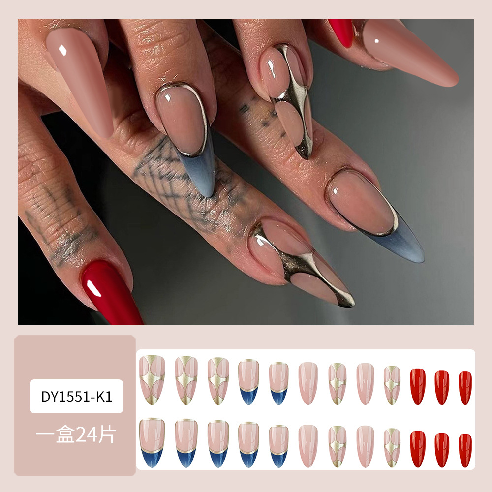 Estilo explosivo transfronterizo, uñas de vestir de color metálico, uñas de alta calidad, chicas calientes, uñas sexys, uñas postizas terminadas al por mayor