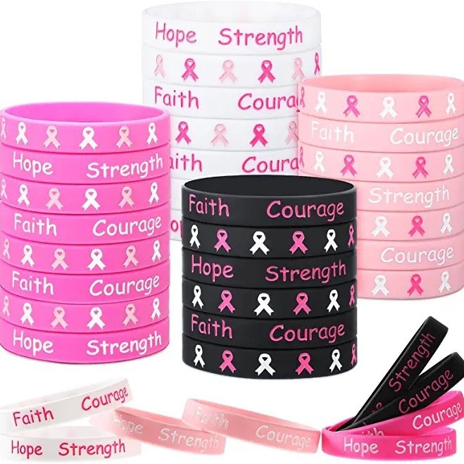 PinkAwarenessRibbon breast red ribbon silicone bracelet color-filled…