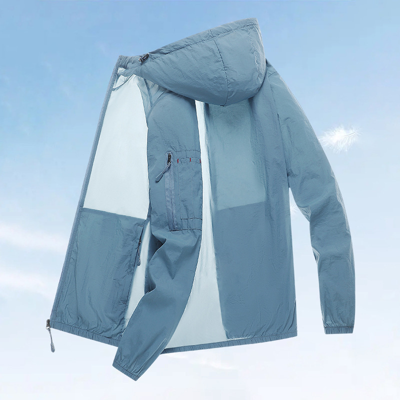 2025 新しい夏の薄いジャケットメンズスタンドカラールーズ氷感日焼け防止服メンズカジュアルアウトドアスポーツウインドブレーカー|undefined