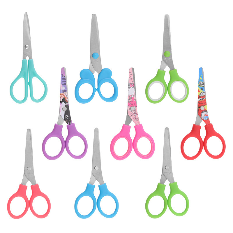 Fábrica mayorista tijeras de acero inoxidable para niños tijeras de corte de papel de jardín de infantes tijeras DIY hechas a mano