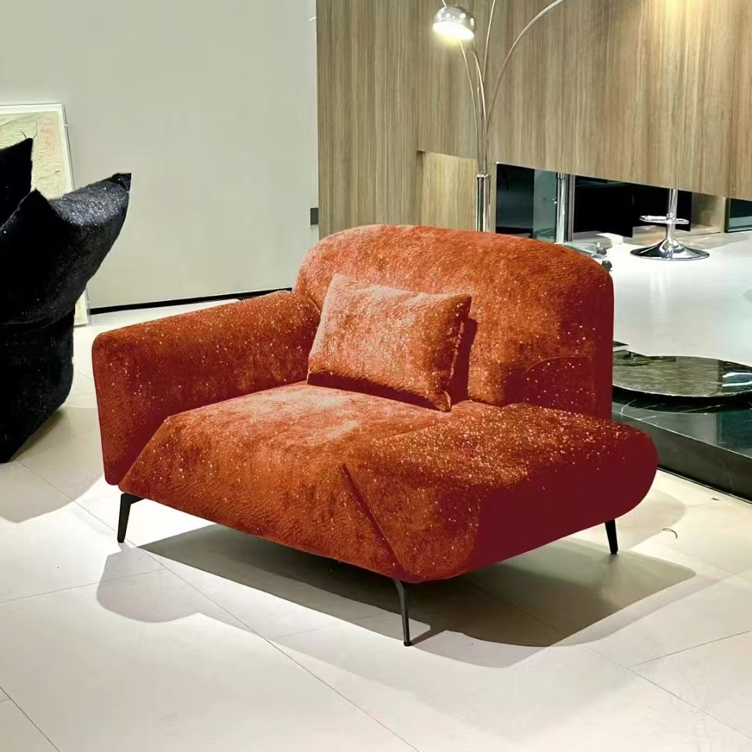 Sofá de ala voladora francesa Estilo de textura de Milán apoyabrazos giratorios Sala de estar Dormitorio reclinable Balcón Silla perezosa individual
