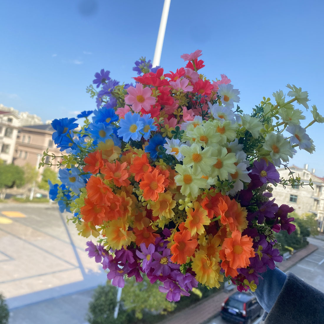7 orquídeas de salto de horquilla jardín decorativo interior y exterior flores de seda flores falsas flores de flores de simulación