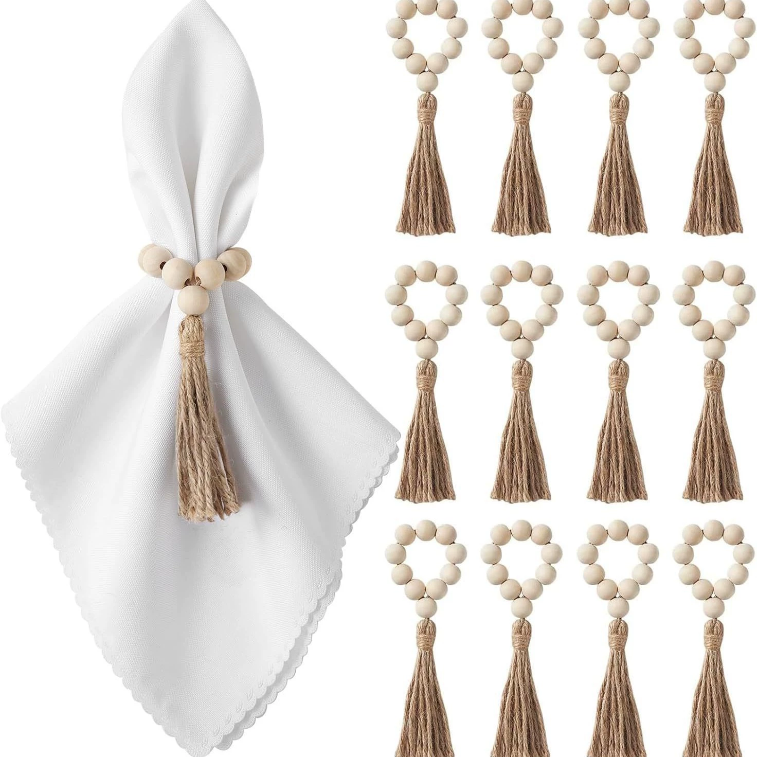 Горячая продажа трансграничной пеньковой веревки из бисера из бисера из дерева