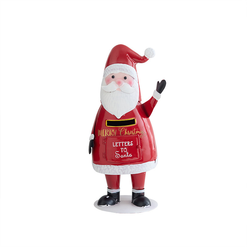 Decoraciones navideñas transfronterizas de hierro árbol de Navidad caja de correo tren tren tren tirando de viejo muñeco de nieve coche con adornos de lámpara