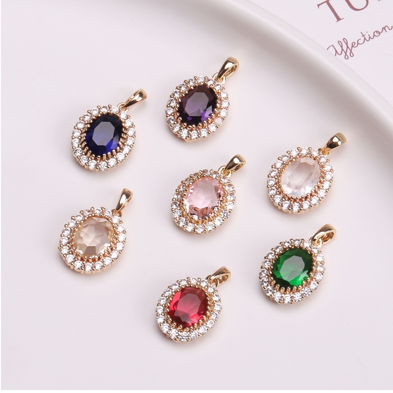 30g Weight Alloy Pendant Material Glass Inlay Material Pendant Necklace Classification Alloy Chain Material Vintage Style Classic Style Oval Glass Alloy O-shaped Chain Pendant Necklaces Wholesale