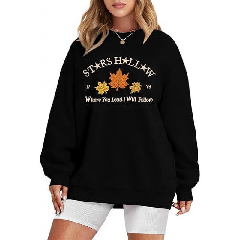 Foreign Trade Women's Round Neck Sweatshirt with Autumn Leaf Pattern Print, Cross-Border Amazon Autumn and Winter Classic Sweatshirt Wholesale Foreign Trade Women's Round Neck Sweatshirt with Autumn Leaf Pattern Print, Cross-Border Amazon Autumn and Winter Classic Sweatshirt Wholesale