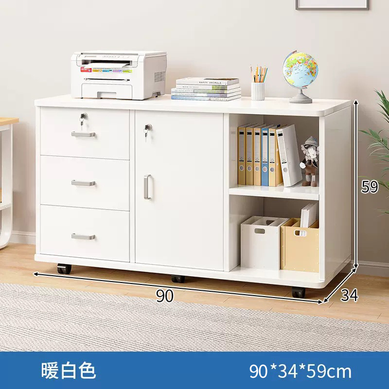 Gabinete de archivos móvil con bloqueo moderno simple almacenamiento de gran capacidad de almacenamiento de escritorio de oficina multifuncional gabinete bajo