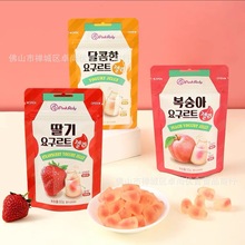 韓國進口零食批發品可粒軟糖草莓水蜜桃酸奶味夾心軟糖橡皮糖QQ糖