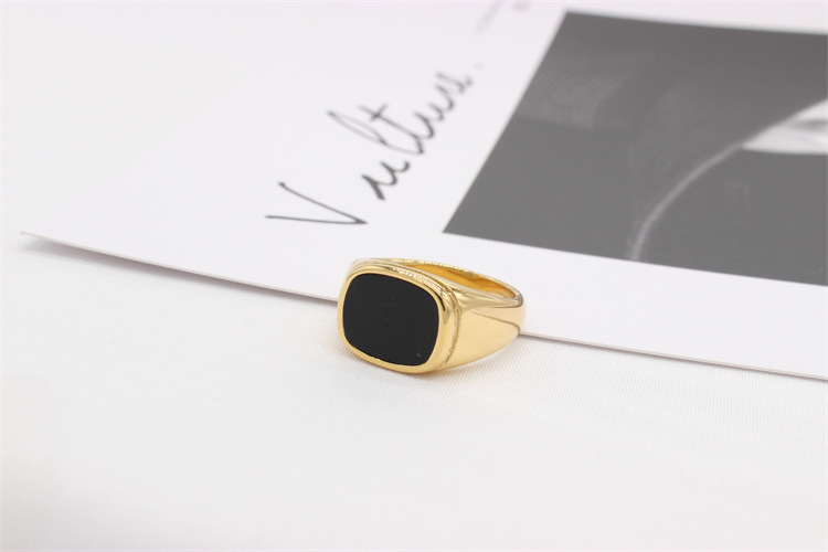 Inlay Design Wholesale Simple Style Square Titanium Steel Shell Rings