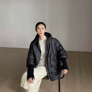 Down Jacket Women 2024 New Short Winter Black Stand Collar Duck down Thickened Warm Casual Cargo Jacket