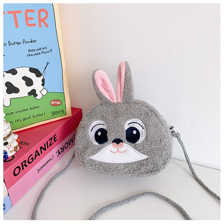 2025 otoño y invierno nuevo bolso para niños caricatura lindo animal peludo bolso de hombro pequeño bolso de cambio ligero
