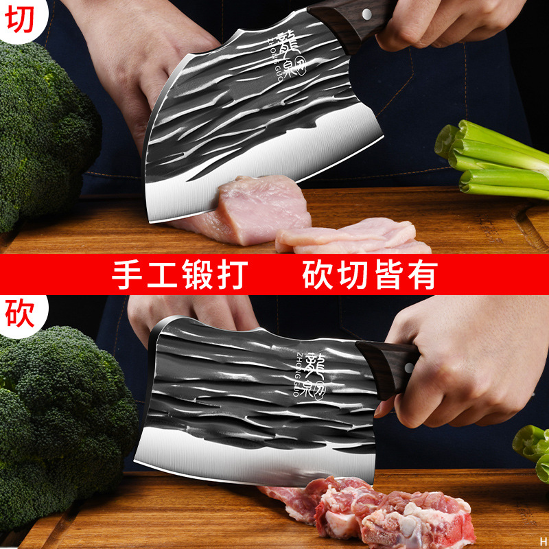 Cuchillo de cocina Longquan forjado a mano herramientas de corte de corte de huesos de cocina de acero inoxidable