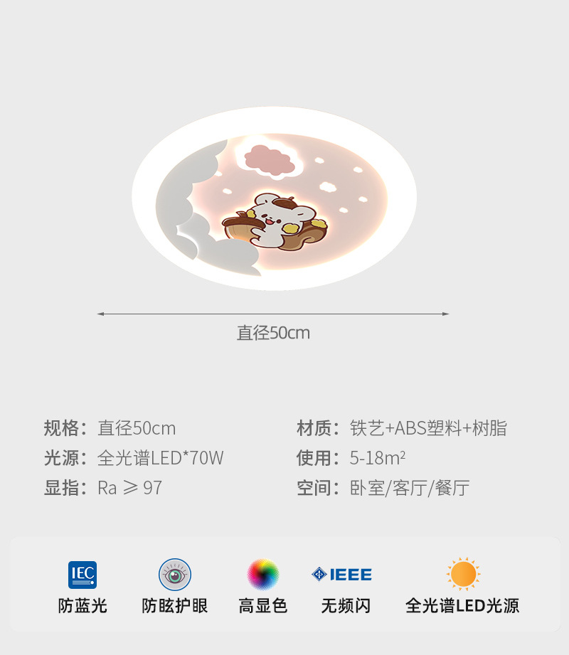 Lámpara de techo de habitación para niños, espectro completo, protección ocular led, dibujos animados minimalista moderno, astronauta, niña, lámpara de dormitorio