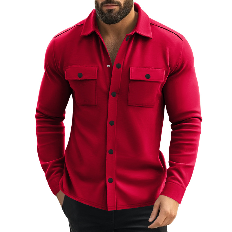 Chaqueta de hombre con forro polar, estilo europeo y americano, para otoño, con solapa, de un solo botón, resistente al desgaste, a prueba de viento, informal, de color liso.