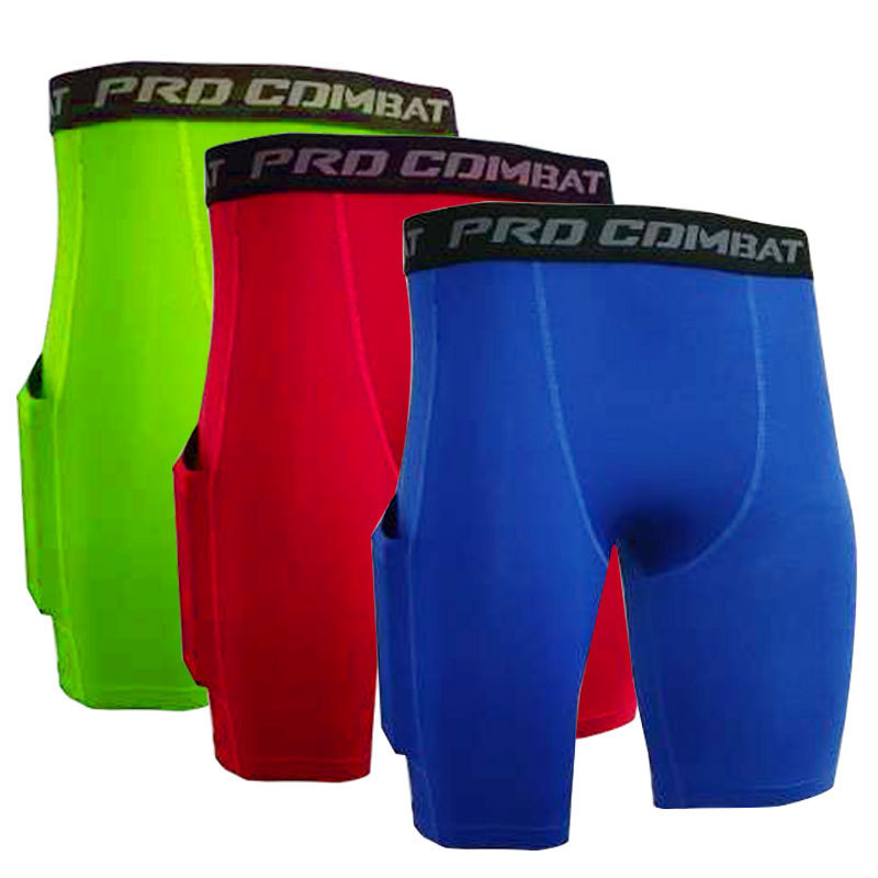 PRO Fitness Sports Shorts High Elastic Running Training with Pocket Sweat Quick-drying Compression Tight Training Leggings