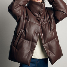 99105真皮外套冬季新款通勤风 立领设计面包服90鸭绒短款羽绒服女