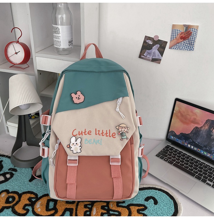 Ins Junior's Schoolbag Women's Korean-style Contrast Color Backpack High School Student Fresh Backpack Girlish Style Backpack display picture 15