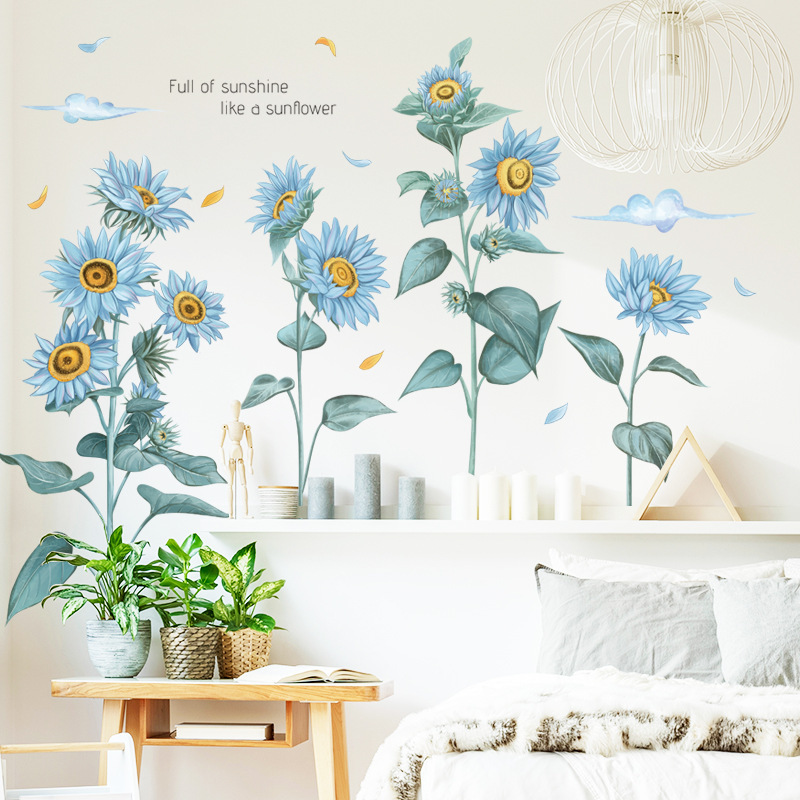向日葵墙贴植物田园花卉卧室沙发温馨背景壁纸自粘宿舍布置贴纸画