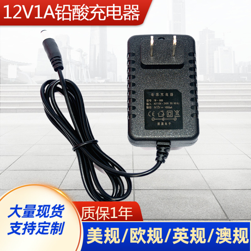 In-Stock 24V 2A/12.6V 5A 12V 1A Lead-Acid Battery Charger Adapter Plug with Us, Eu, and Uk Standards