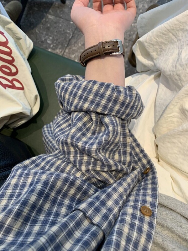 Japanese-Style Layered Blue Plaid Shirt Top for Women, High-End Design, Early Spring and Summer Sun-Protective Thin Jacket