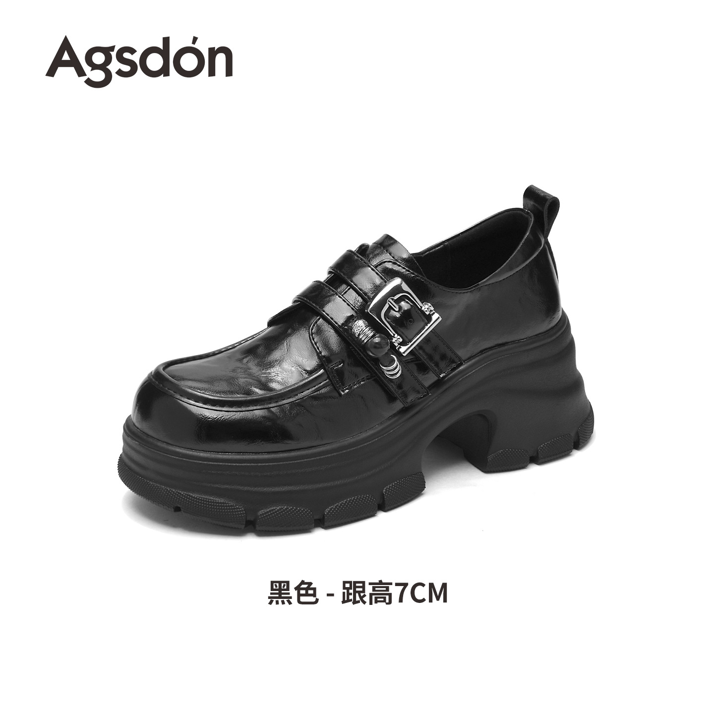 Augu ShiDeng zapatos Lefour de suela gruesa para mujeres 2026 primavera nuevo no cansado zapatos de pie único de viaje negro zapatos de cuero británicos pequeños