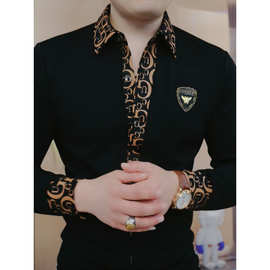 2025春季新款时尚男士衬衫潮流高档轻奢帅气商务休闲韩版修身衬衣