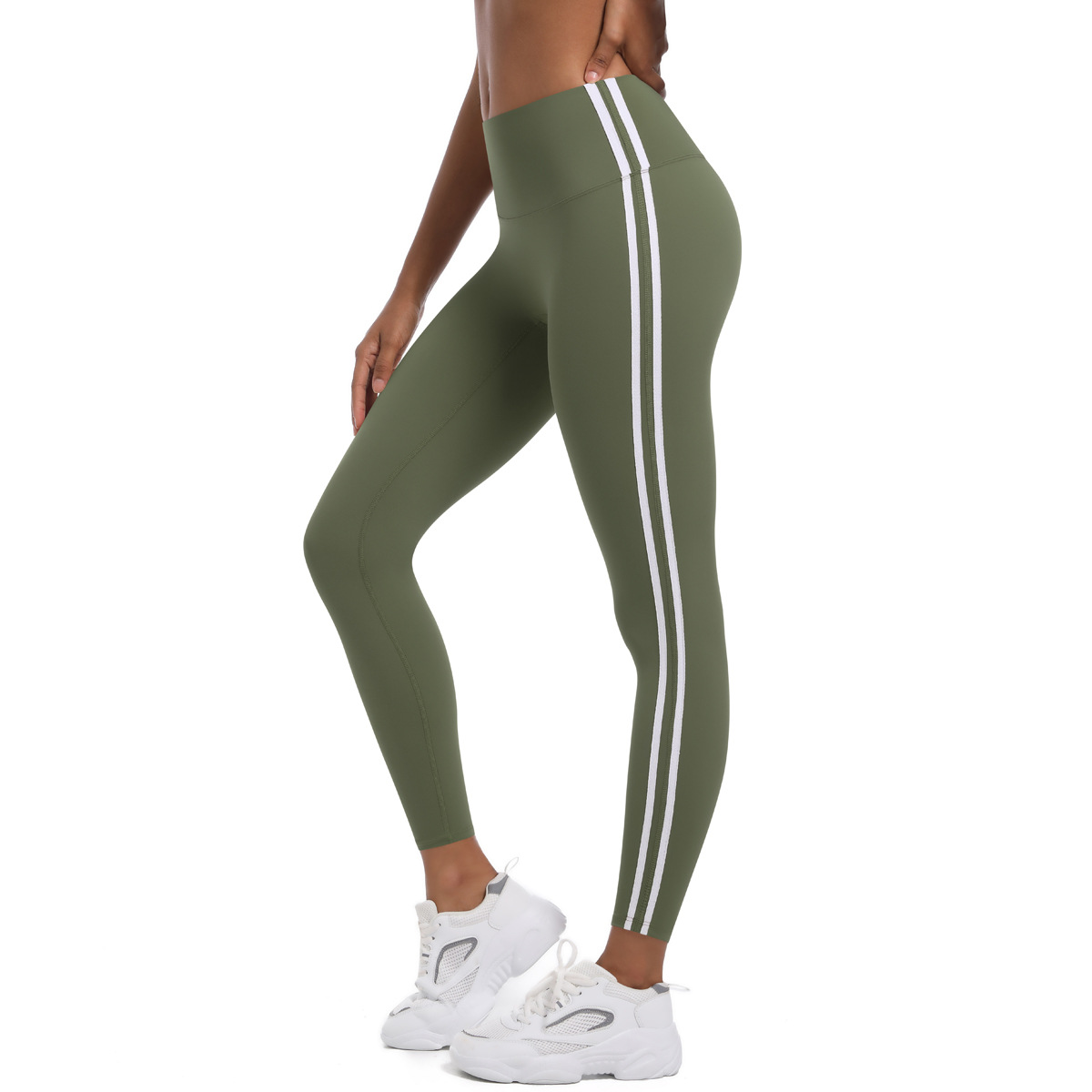 Fitness Sport Style Stripe Nylon Collarless Side Stripe Active Bottoms Leggings display picture 53