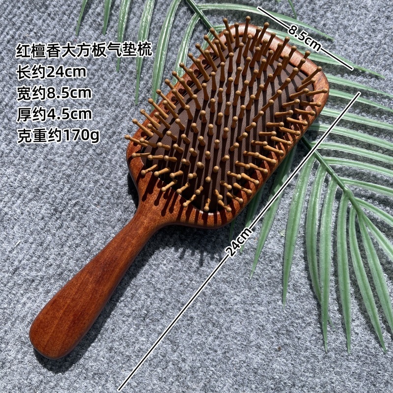 白檀経絡ヘアコーム、女性用巻き毛経絡マッサージエアクッションコーム、広歯ブナ材ハンドル頭皮エアバッグコーム|undefined
