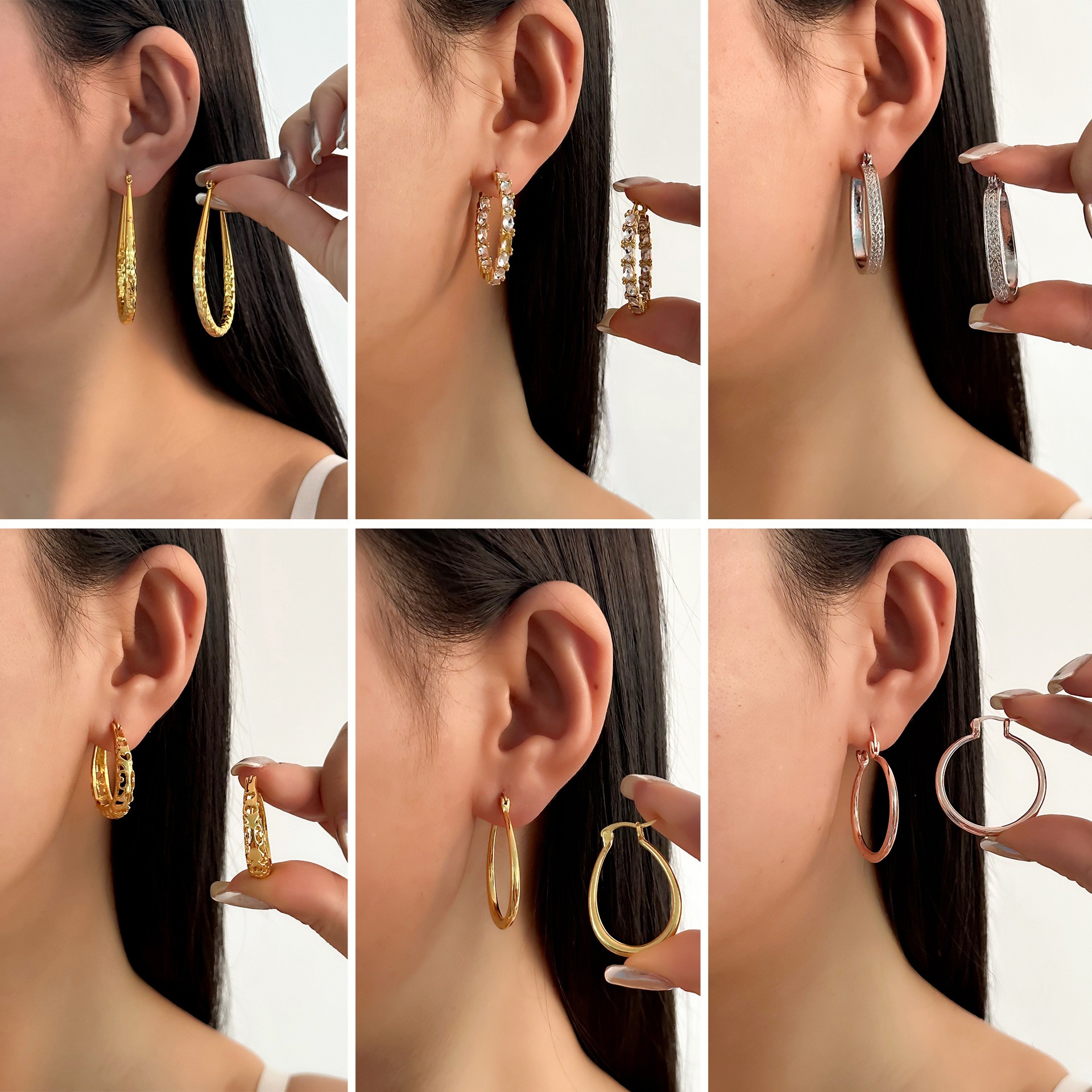 Ventas transfronterizas de moda simple y versátil aretes brillantes creativos de Europa y América exagerados pendientes de orejas pernos de orejas mujeres