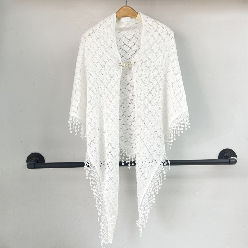 2025 Hollow Coat Tassel Triangle Shawl All-match New Retro Cheongsam Summer Thin Guofeng Cardigan