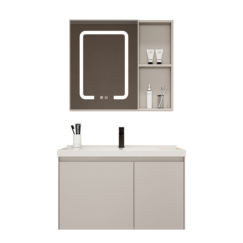Combinación de gabinete de baño de estilo crema pequeño apartamento baño cerámica lavabo integrado tabla de lavado combinación de gabinete de lavabo