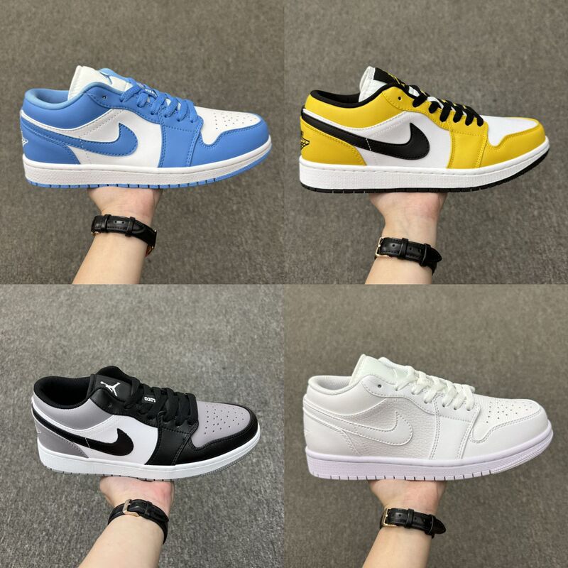 Jo Aj1 Pure Original Panda Shadow Gray North Carolina Blue Barb Dunk Black and White Toe Men's and Women's Low-Top Casual Board