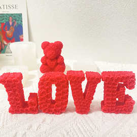 情人节爱心蜡烛硅胶模具DIY玫瑰爱心肥皂石膏模具创意伴手礼