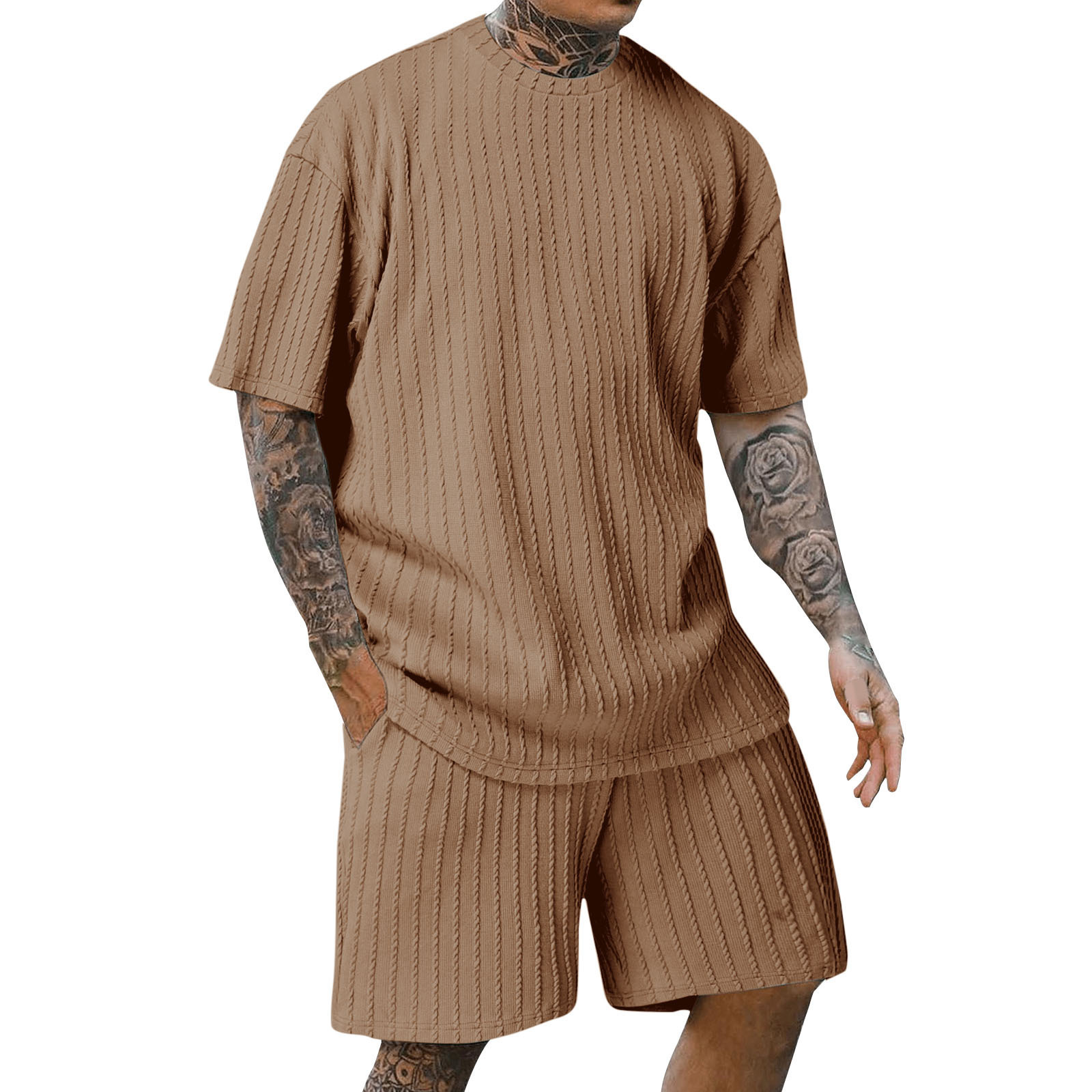 Completo sportivo uomo t-shirt e pantaloncini set due pezzi_voghion.com