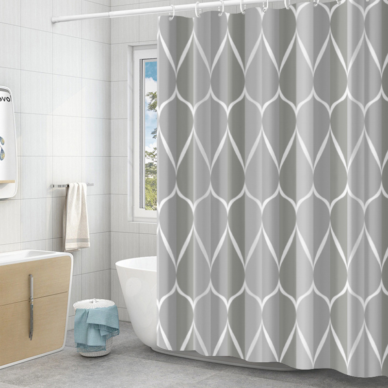 Suministro transfronterizo de cortinas de ducha impermeables simples, cortinas de baño de tela de poliéster gruesa, suministro directo de fabricantes, cortinas de ducha de baño al por mayor